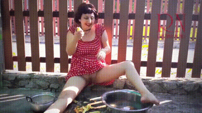 Retro The Maid Is Peeling The Potatoes For Dinner. Vintage Performance. Full