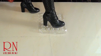 Eggs Box Destroying With High Heels Boots. C2