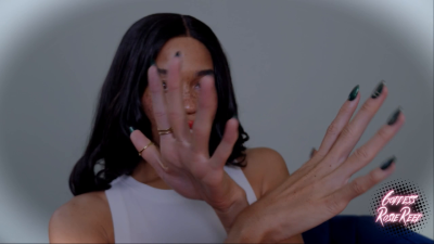 Goddess Hands Mesmerize- Ebony Goddess Rosie Reed Mesmerizes You With Her Big Palms And Long Fingers Green Manicure- Hand Fetish Clip