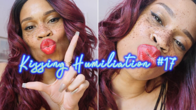 Kissing Humiliation #17- Ebony Femdom Goddess Rosie Reed Bratty Red Lipstick Fetish Lip Bitch Humiliation POV Kissing Bragging Arrogant