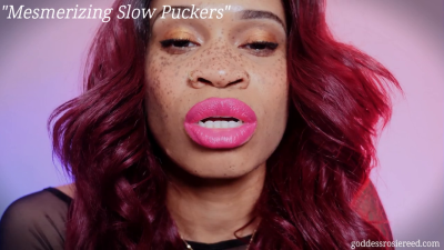 Mesmerizing Slow Puckers- Ebony Femdom Goddess Rosie Reed Big Lips Lipstick Fetish Sensual Puckers