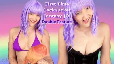 First Time Cocksucker Fantasy JOI Double Feature- Femdom Encouraged Bi