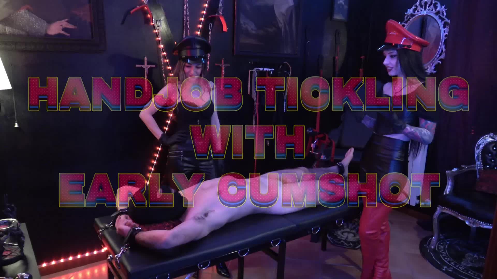 Mistress Nyx & Giuliette- Handjob Tickling And Early Cumshot