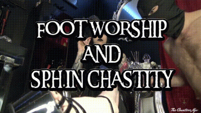 Mistress Nyx Foot Worship And SPH In Chastity