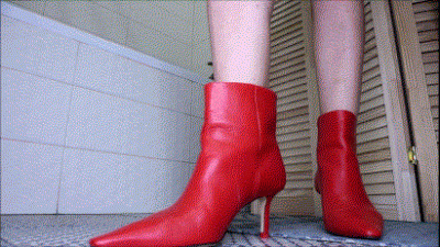 Retro Ankle Red Boots Can Tapping Sexy