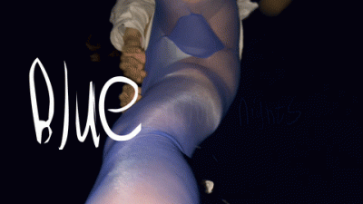 Blue Nylon Nights Blue Pantyhose Beach Tease