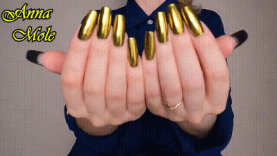 Hands Fetish Golden Manicure Jewelry
