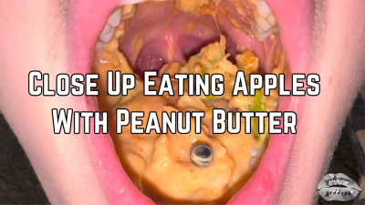 Eating Apples With Peanut Butter Up Close