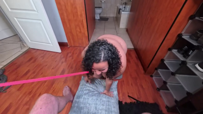Degraded Whore On A Leash Sucking My Cock And Jerking Me Off While Barking