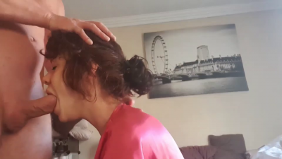 Girl In Pink Robe Sucking Cock And Giving Handjob Till I Cum