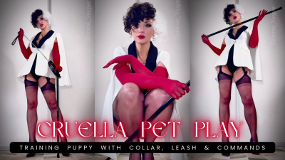 Cruella Pet Play: Training Puppy With Collar, Leash & Commands