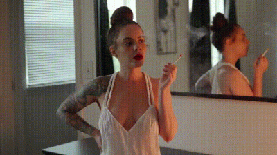 Smoking 100S In White Summer Dress
