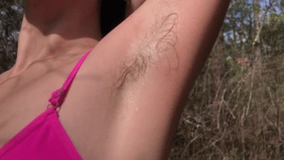 Lucy's Sweaty Hairy Armpits After Running In The Sun