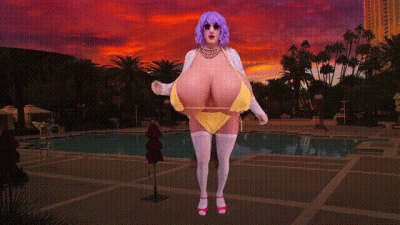 Yellow String Bikini Big Boobs Bimbo