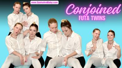 Conjoined Futanari Girls Jerk Off In Pantyhose