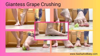 Giantess Grape Crushing And Stomping Wet And Messy Foot Close Up