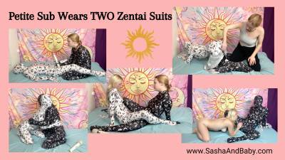 Petite Submissive Steals And Wears Two Zentai Suits With Tights And Dildo Fuck
