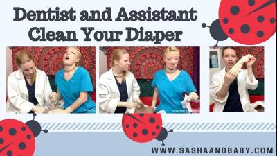 Dentist And Assistant Clean Your Diaper And Jerk You In Gloves