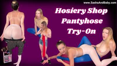 Hosiery Shop- Scissoring Pantyhose Try-On