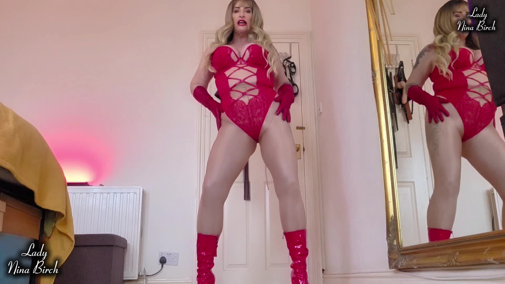 Lady Nina Birch- Ballbusting Shiny Boot Bitch