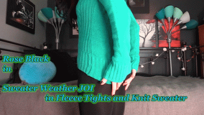 Sweater Weather JOI In Fleece Tights And Knit Sweater