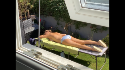 Mrs B Sunbathing In Garden