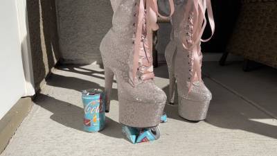 Aluminum Can Stomping In Sexy Sparkly Boots