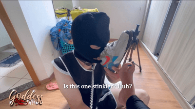 Goddess Kiffa Thomas Slave Needs To Sniff And Worship Kiffa's Stinky Feet With No Socks On Nike Air Max Sneakers Sweaty Feet No Socks Stinky Feet Smelly Feet Foot Worship Foot Domination Foot Humiliation Femdom POV