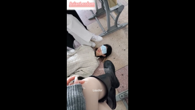 A Submissive College Girl Licking Two Classmates' Shoes Soles(Eng Subs)