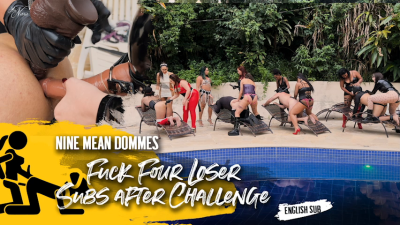 9 Dommes Challenge 4 Pet-Boys To Fetch The Ball Beting Their Own Asses (En-Sub)