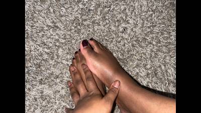 Wanna Taste These Pretty Ebony Feet With Purple Polish?