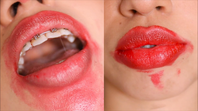 Red Lipstick Smeared In Slobbery Finge Sweetmari17 Lipstick Fetish Oral Fixation