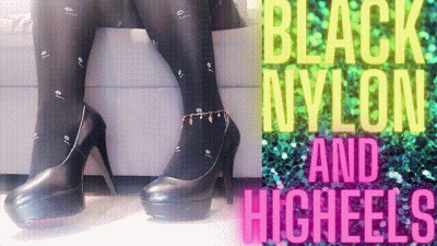 (31) Feet Fetish, Black Nylon And Higheels