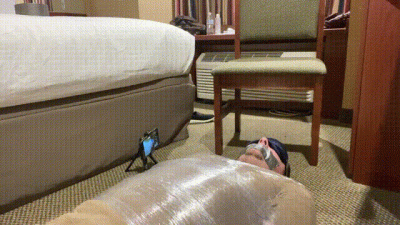 Foot Domination Smelling Scarlett Kage Has A Foot Sub All Wrapped Up On The Floor, Mouth Taped, And Nose At The Mercy Of Her Smelly, Stinky Feet After Coming Back From A Run