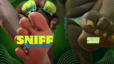 Extremely Close Up Feet Worship: Ebony Babe In Neon Bikini