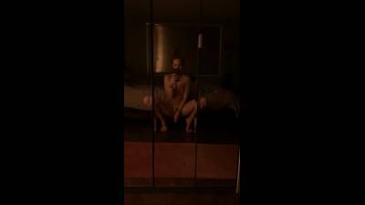 Squatting And Fucking Myself With Dildo In The Mirror