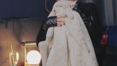 White Fur Coat Teasing Goddess