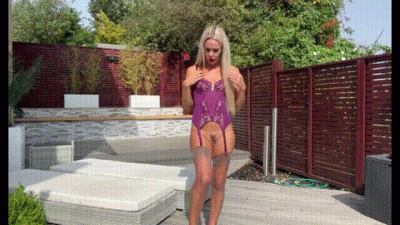 Solo, DP, Outdoors Stockings Basque Pussy Fucking