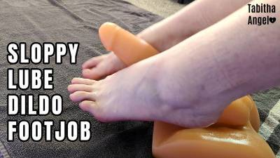 Sloppy Lube Dildo Footjob
