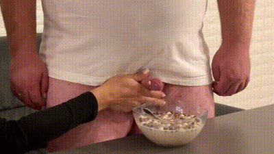 Feeding Him Cereal With His Own Cum