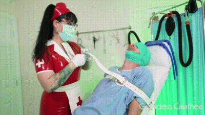 Latex Nurse E-Stim And Mouth Exploration
