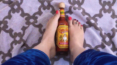 Pouring Hot Sauce On My Feet