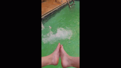 Having Foot Massage With The Waterfall In My Pool