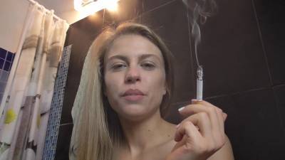 Kirstin`S Bitch Smoking On Toilet