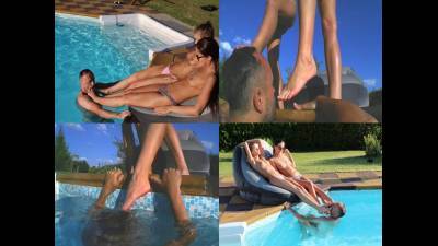 Pool Waterboarding Foot Domination Fun!
