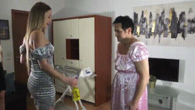 Giantess Girls Humiliate Their Small Sissy Cleaning Slave And Milk Him Hard