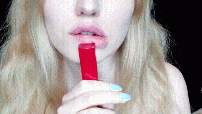 Blonde And Red Lipstick