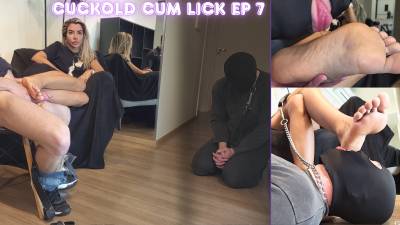 Cuckold Cum Lick Ep 7- Cuck Is Made To Lick Cum From Goddess Lytta's Feet After Alpha Finishes On Them - Cuckold- Foot Worship- Footjob- Solejob- Toejob- Dirty Feet- Humiliation- Cum Eating