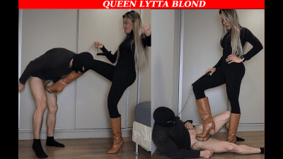 Sexy Lytta Kicks Bitch Balls Hard For Taking Too Long To Buy Her Boots Ballbusting Female Domination Foot Domination Femdom Cbt Humiliation Foot Slave Boots Findom Collar Kick