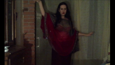 Amazingly Sexy, Dynamic Belly Dance In Transparent, Red Outfit